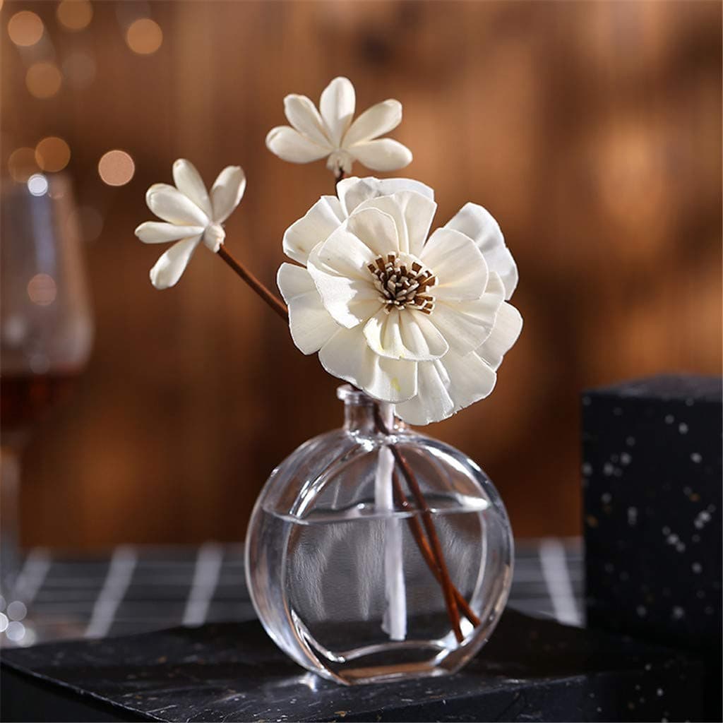 Gaddrt 100ML Artificial Flower Long-Lasting Reed Oil Diffuser Glass Bottle Scented with Natural Sticks Vehicle Perfume Car Fragrance Air Fresheners Great for Relieve Stress (C:Jasmine)