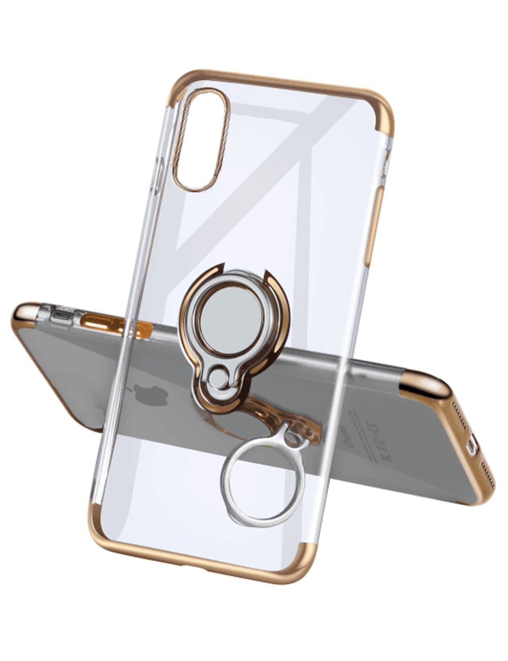 iPhone X Case,Meetree Protective Cover Clear Slim Ultra Thin Case with 360° Rotating Ring Grip Holder Stand Magnetic for Car Mount Shock Absorption Soft Bumper Case for iPhone X iPhone 10(Gold)