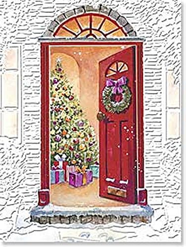 Leaning Tree Boxed Christmas Cards - Seasons Greetings