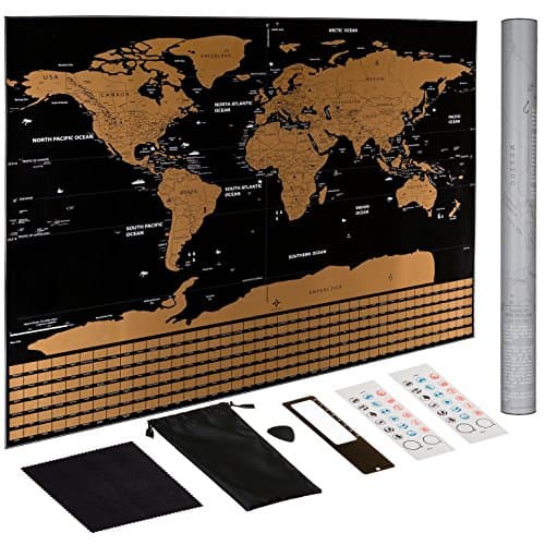 Scratch Off World Map Poster – US States Outlined, Travel Scratch Off Map of the World, Perfect Travel Gift by Jungle Merchant