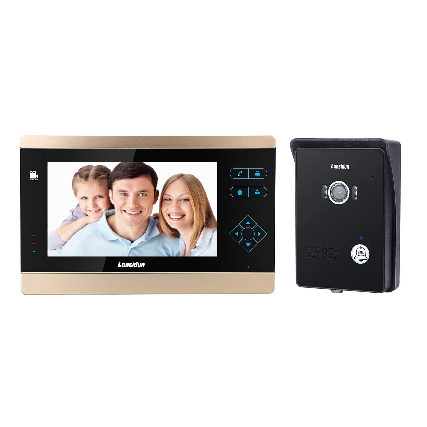 Lansidun Video Door Phone 7 inch Intercom Entry System Wired Monitor Doorbell Front-Door Camera Chime with Night Vision, Remote Unlock, Photo Record