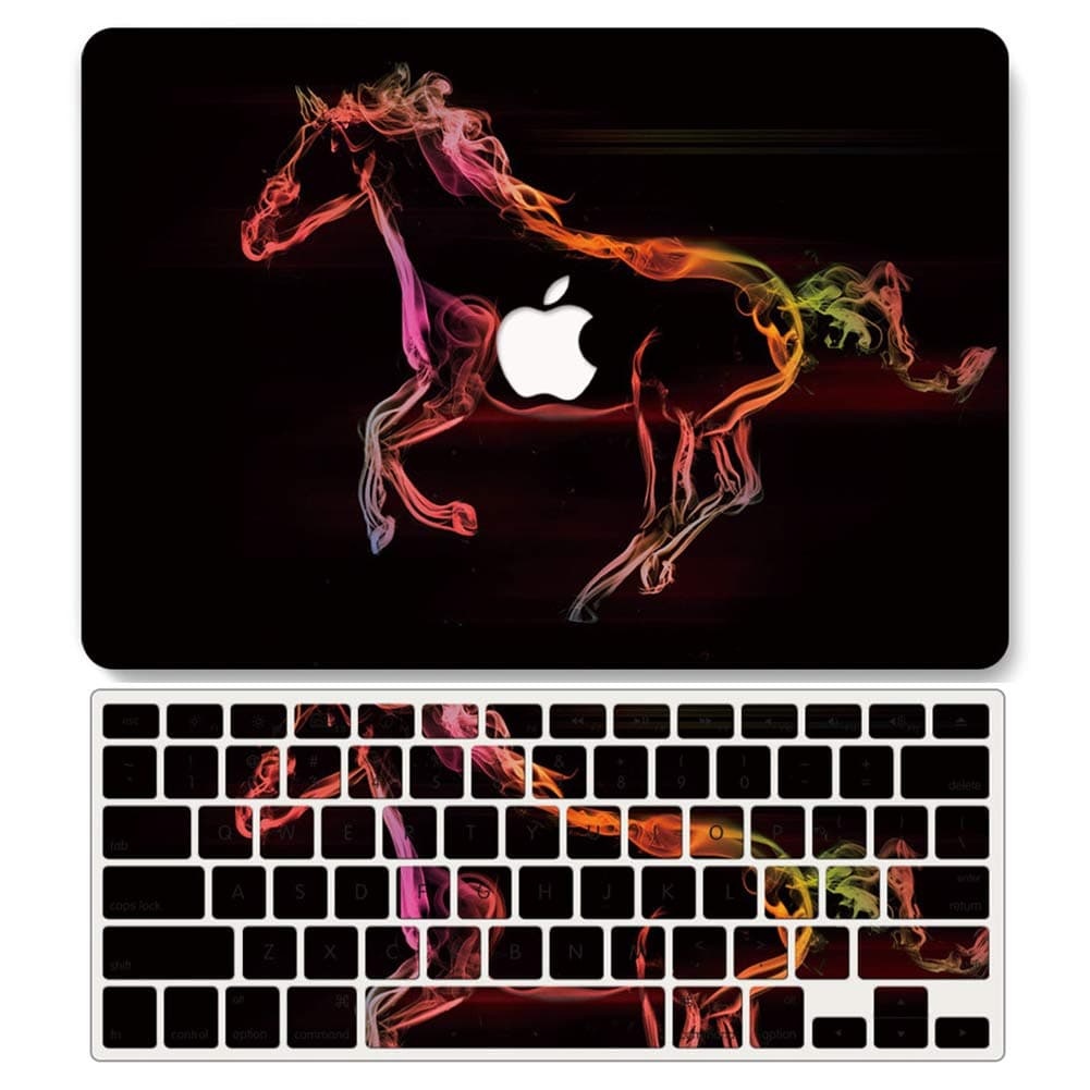 One Micron Case&Keyboard Cover for MacBook Pro 16 inch 2019 Release A2141 with Touch Bar & Touch ID Printed Plastic Hard Shell Case Compatible with MacBook Pro 16 inch, Horses rs495