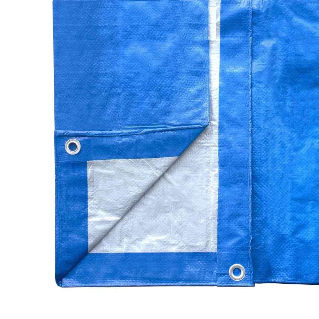 6' x 8' Waterproof Tarp | Medium Duty Reversible Blue/Silver | Multipurpose Indoor/Outdoor Use: Tents, Wood Cover, Furniture, Car, Boat, Pool, & More | Tear, Rot, & Acid Resistant