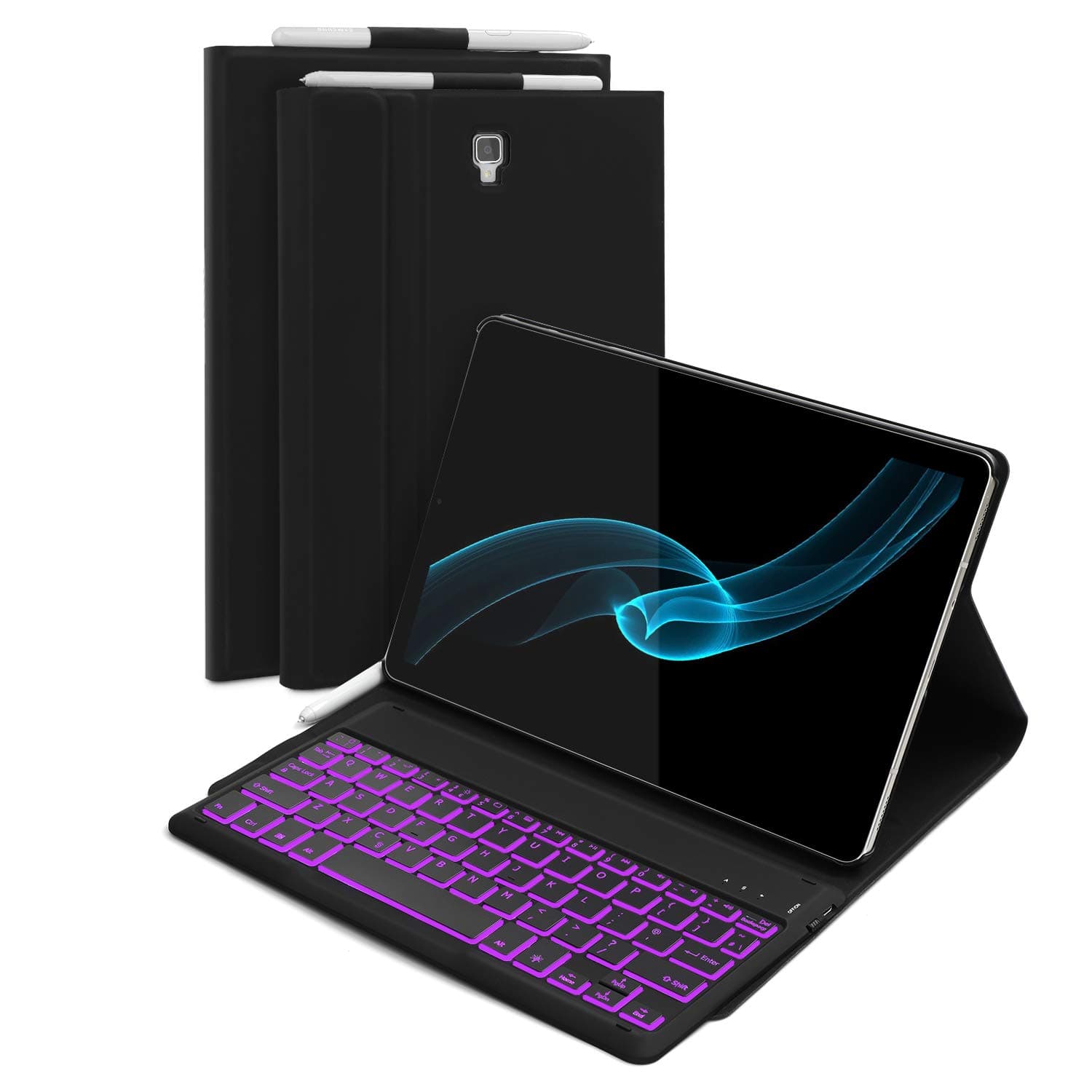 Backlit Samsung Galaxy Tab S4 10.5 Keyboard Case, Backlit UK Layout Keyboard - 7 Color Backlit Wireless Keyboard with Ultra Slim PU Leather Cover for Galaxy Tab S4 10.5 SM-T830/T835 Tablet, Black