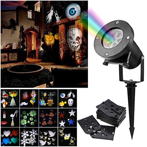 Christmas Landscape Projector - Halloween Lights Projection Spotlights 12 Lens Pattern LED Lights, Decoration Lights for Holiday, Wedding, Party, Anniversary Day, Sirensky Brand
