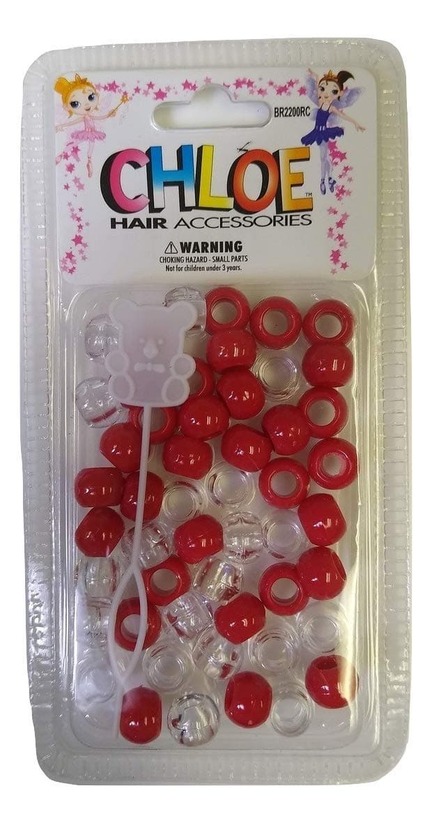 Chloe Hair Beads Round Shape (Red Crystal)