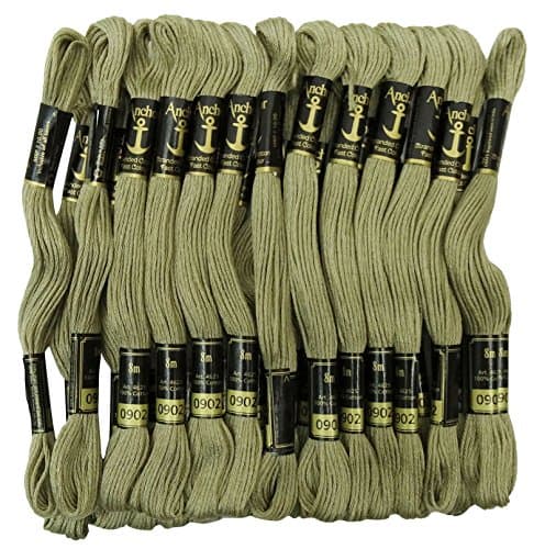 Anchor Threads Cross Stitch Hand Embroidery Thread Stranded Cotton Craft Sewing Floss 25 Skeins-Crocodile Green