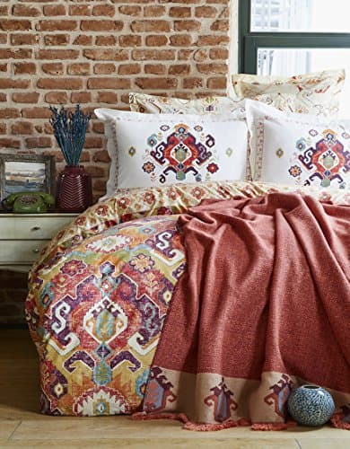 Putisca Orange Double Duvet Jacquard Blanket Set - Your Comforter Should Enter into Duvet Cover - Duvet Cover : 200x220 cm Bed Sheet : 240x260 cm Pillow Sham: 50x70(4 Pcs.)Jacquard Blanket : 220x240cm