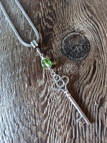 Silver Medallion Necklace - Sterling Silver Skeleton Key - Mesh Silver Snake Chain - 18" with 2" extension - Fire Polished Bead and Cap