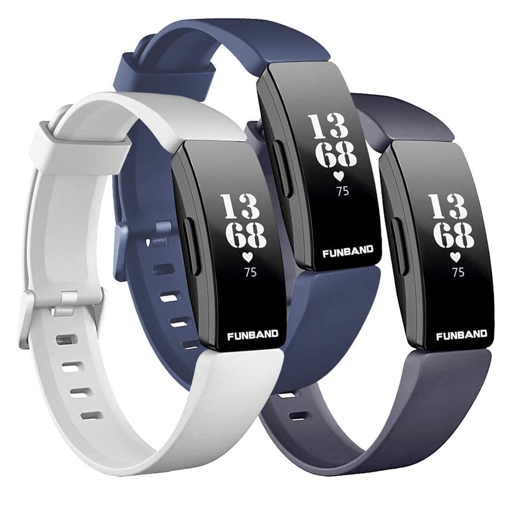 FunBand Compatible Fitbit Inspire & Fitbit Inspire HR Strap, Easy Adjust Soft Silicone Sport Replacement Accessory Bracelet Straps for Fitbit Inspire/Inspire HR Fitness Activity Wristband