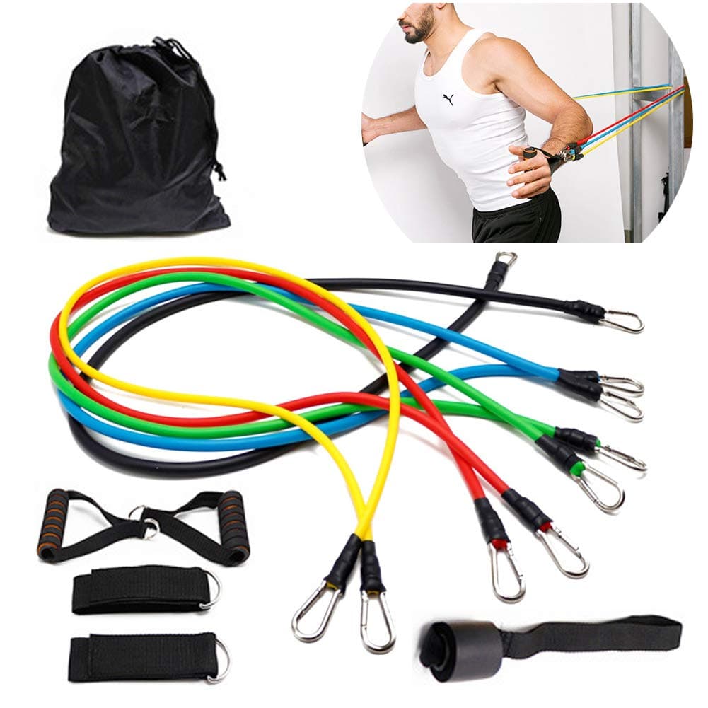 YOUMI Resistance Band 100 Lbs Adjustable 11-Piece Multi-Purpose Set Fitness Bar with Handle for Any Home Fitness Training Yoga Equipment,S01