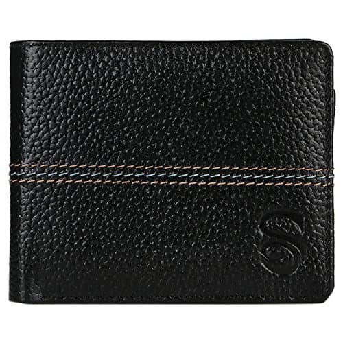 Mens Cowhide Genuine Leather Wallet Black