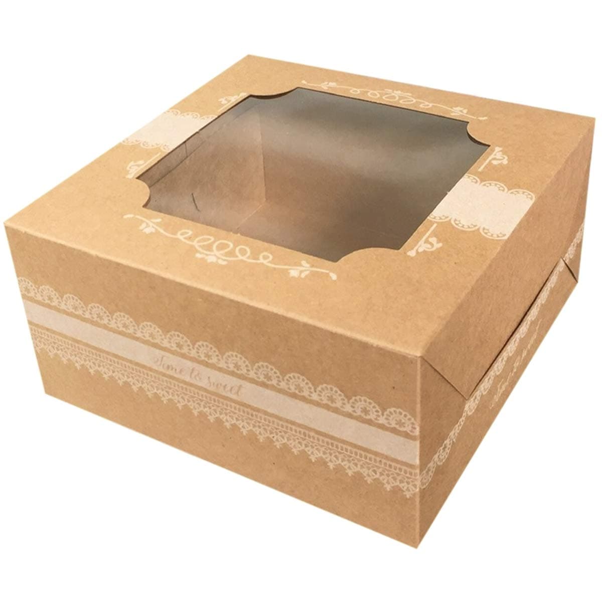 MAKOLO 20 Pack Brown Bakery Boxes with Window 6x6x3 Inch Small Kraft Box Dessert Container for Cupcake Cake Cookie Macaron Pie Muffin Pastry Donut Candy Tart Brownies Truffles Treat Baking Packaging