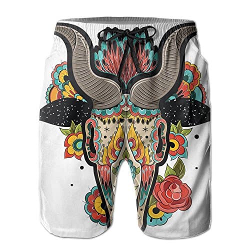 Cartoon Sheep With Roses Player Nice Short Pants Elastic 8.82oz