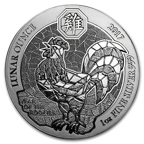 2017 Rwanda Rooster Lunar Ounce 1 oz silver coin Proof Like Quality