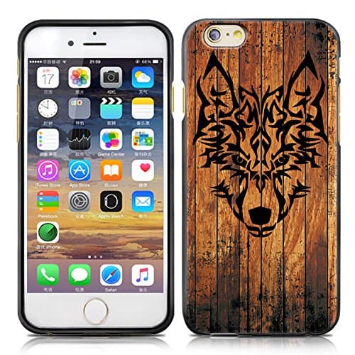 Lulumi iphone6 / 6S phone case 6 plus / 6s plus protective cover soft shell black wood relief series creative shell (6/6S 4.7 Wolf head)