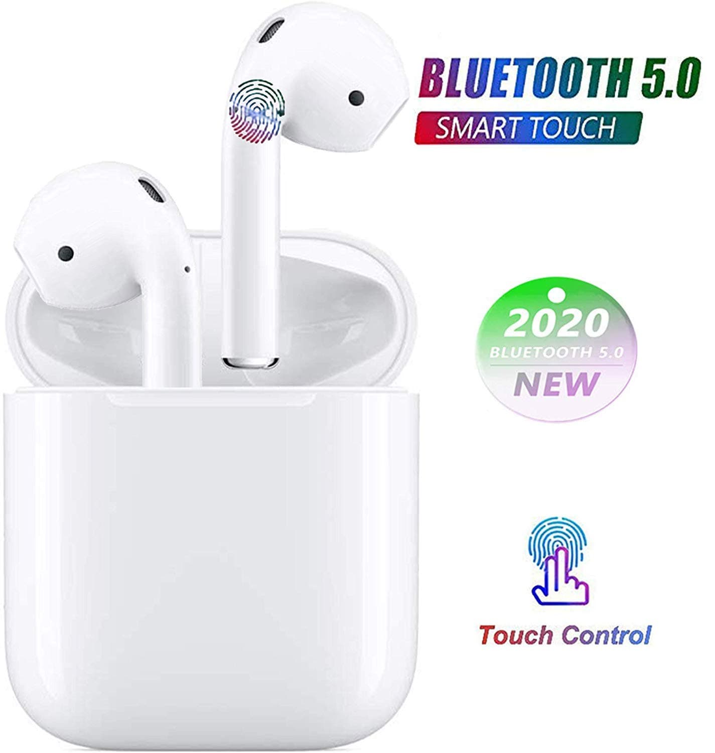 Wireless Earbuds, Bluetooth 5.0 in Ear Wireless Earphones, Case Built-in Mic TWS Stereo Headphones Noise Canceling Headphones with Charging Compatible for All Bluetooth Devices (white)