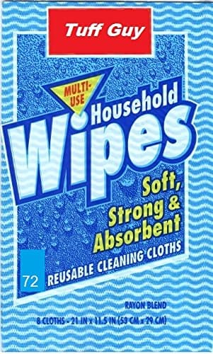 Tuff Guy-72 Soft Cloths 11 1/2" X 21 1/4" Machine Washable Reusable Rayon Towels. One Roll Replaces 6 Months of Towels! 72 Cloths