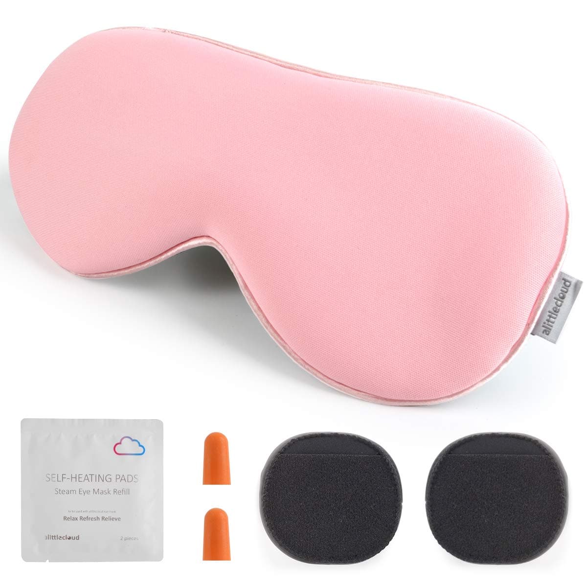 alittlecloud Sleep Mask,3D Contoured Eye Mask with Breathable Memory Foam for Travel/Naps/Shiftwork,Light Blockout & No Pressure with Adjustable Strap for Men,Women,Pink
