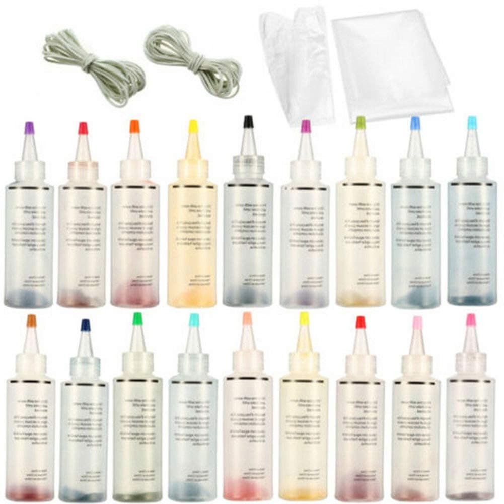 Tie Dye Kit, 18pcs/5pcs One Step Tie Dye Kit, Colorful Shirt Fabric Dye, Fabric Textile Paints, with Gloves, for Kids and Adults Fashion DIY Craft