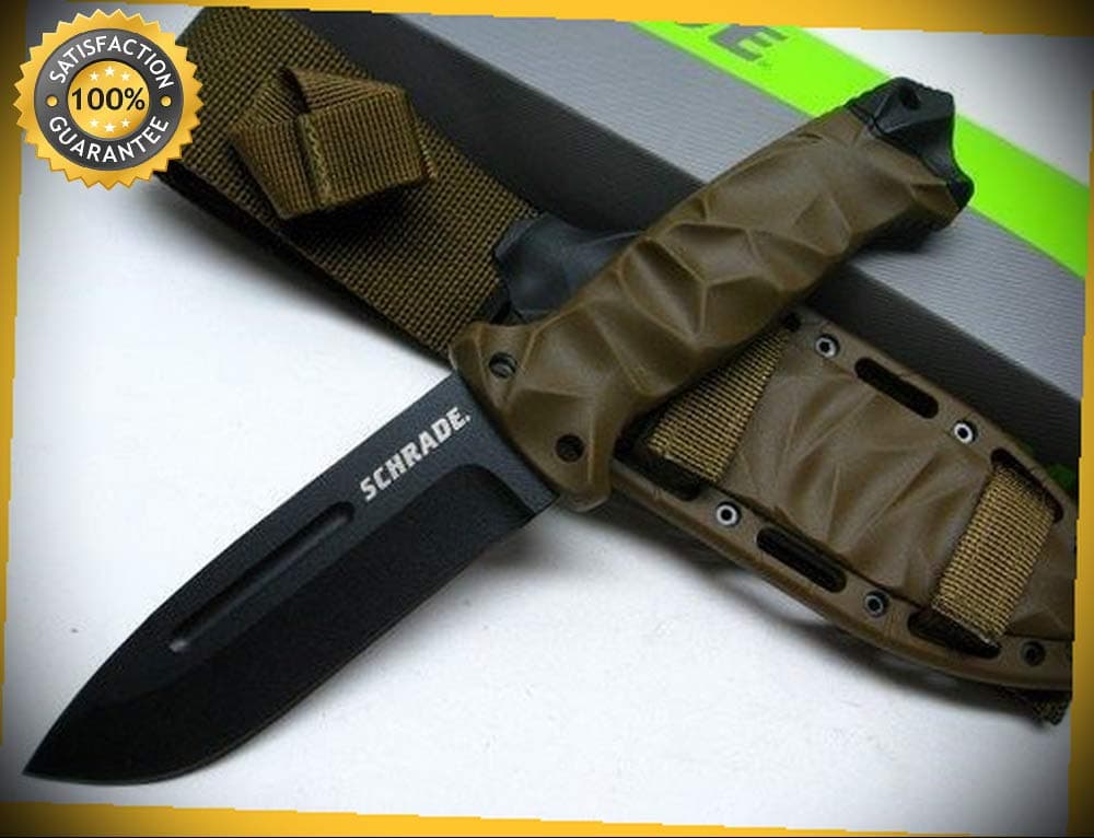 Brown Full Tang Straight Fixed Survival Sharp Knife with Stone with Sheath SCHF40D perfect for outdoor camping hunting
