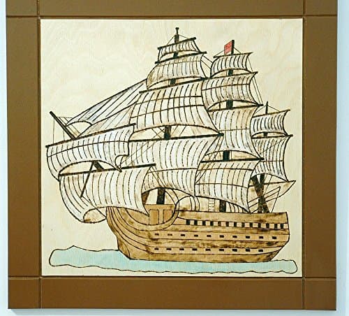 Old Ship, Nautical Wall Decor, Wood Wall Art, Pyrography Art