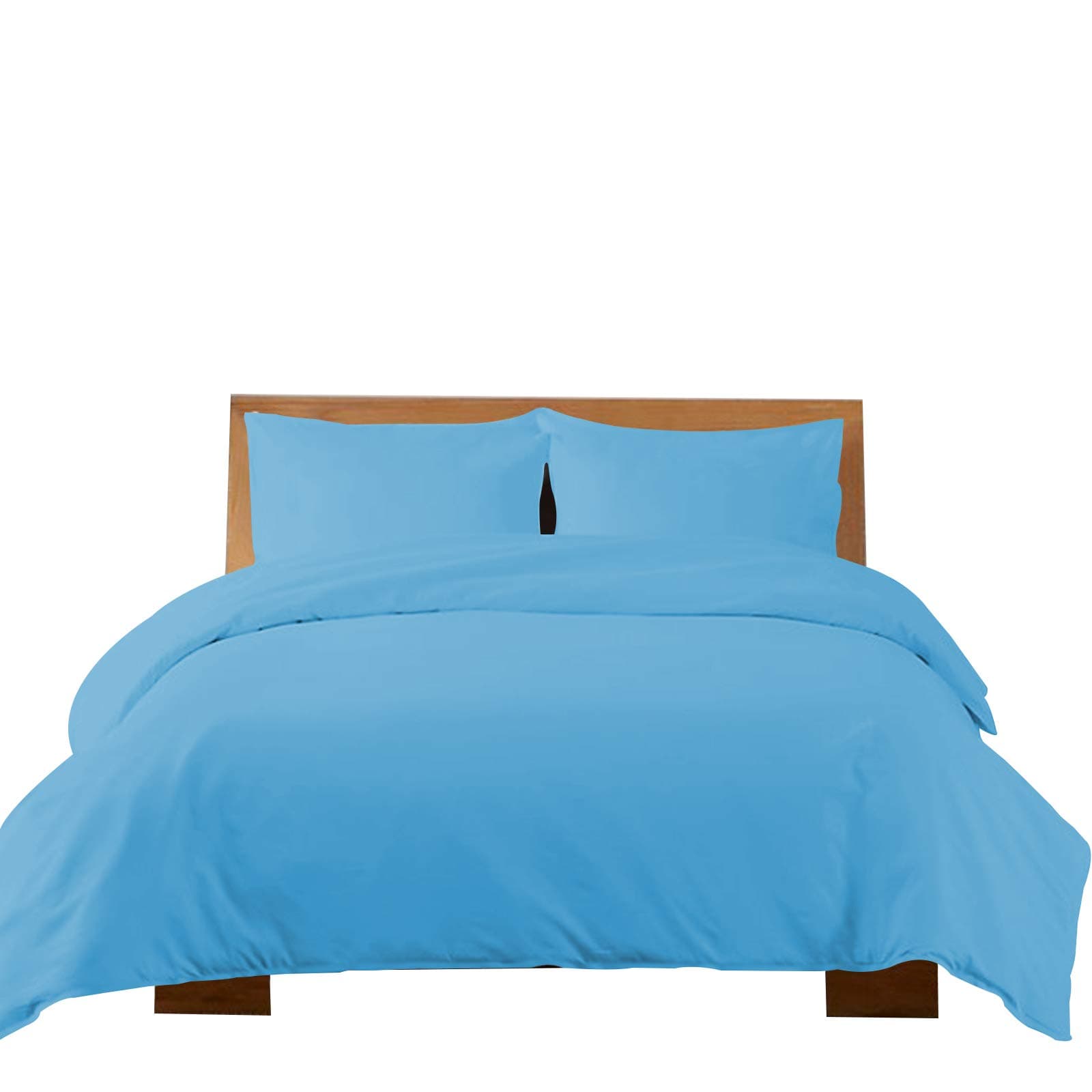 Hafaa King Size Duvet Cover Sets – Brushed Microfiber 3 PCs Plain Light Blue Bedding Set with Pillow Cases – Button Closure Ultra Soft Quilt Bed Cover (230x200cm)