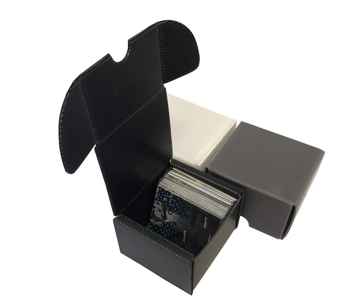Max Protection 200 Count Size Corrugated Plastic Baseball Trading Card Storage Boxes - Black