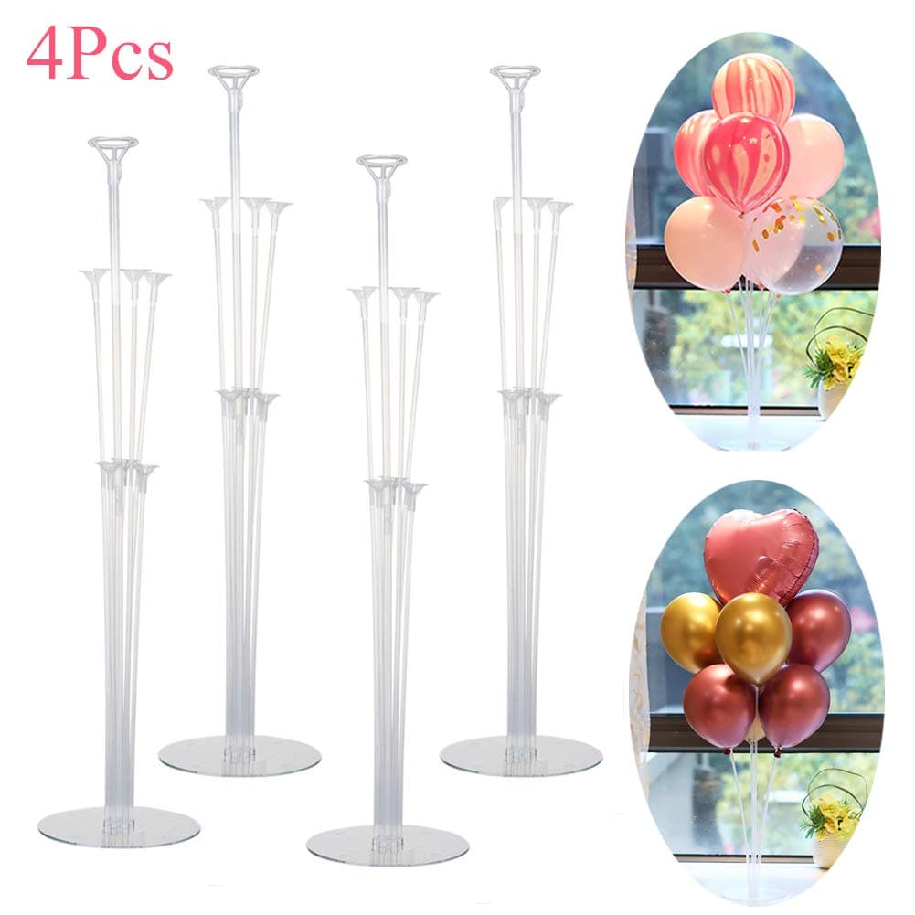 Poseca 4 Sets Of Height Table Clear Balloon Stand Kit Balloon Stands Tool Balloon Table Stand For Wedding Party Baby Shower Decoration Halloween Christmas Balloon Decoration Display Set