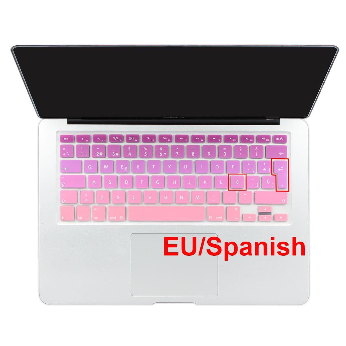 Batianda Spanish ESP Ombre Color Keyboard Cover Protector Waterproof Silicone Skin for Old MacBook Air 13" Mac Pro 13" 15" 17" (with or Without Retina Display) (Pink Gradient)