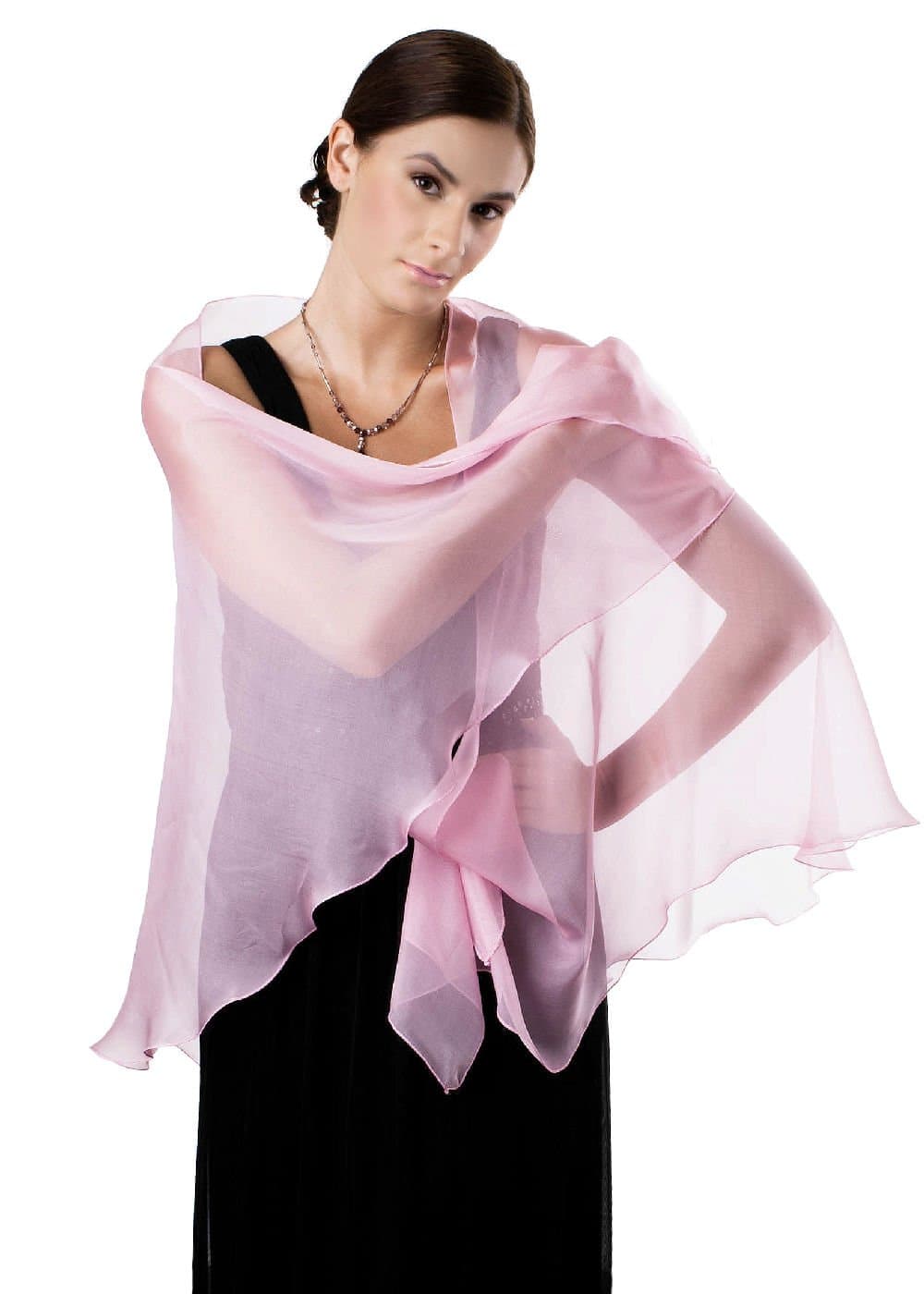 Lena Moro TRIANGULAR SHAWLS Purple, Pink 100% Silk Iridescent Chiffon