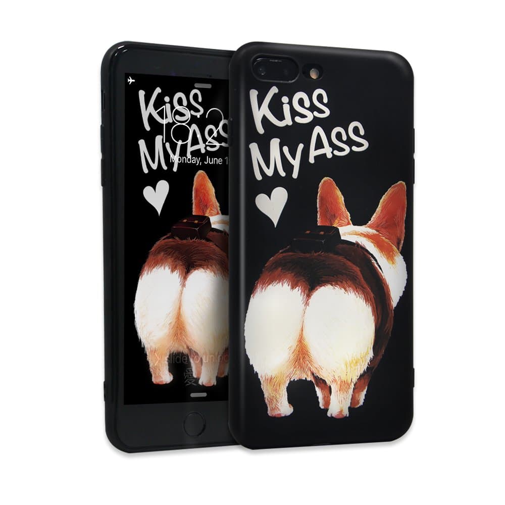 iPhone 8 Plus case,iPhone 7 Plus Case, COZICROO New Animal Original Design Series Plastic Slim Case Soft TPU Bumper for Apple iPhone 7 Plus(5.5 Inch) (Black Corgi)