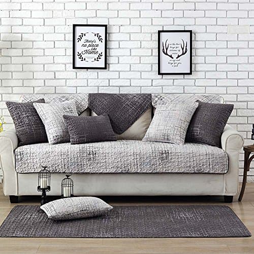 Lesic 100% Cotton Light Gray Anti-slip Concise Style Sofa Furniture Protector , 28X28inches(70X70cm) …