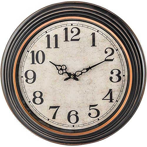 20" ANTIQUE BLACK ROUND WALL CLOCK