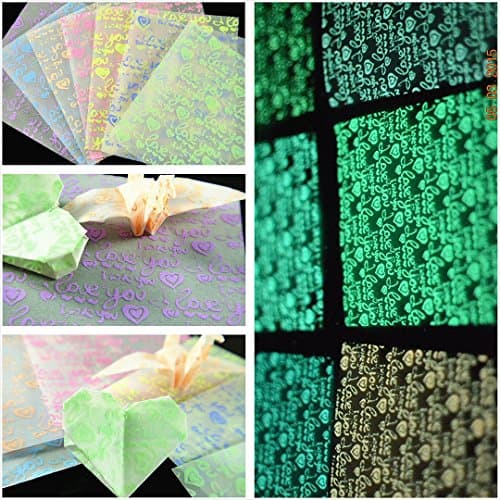 New Paper 2 Pack (20 sheets) Glow in Dark Origami Crane four-leaf flower Craft Paper set16