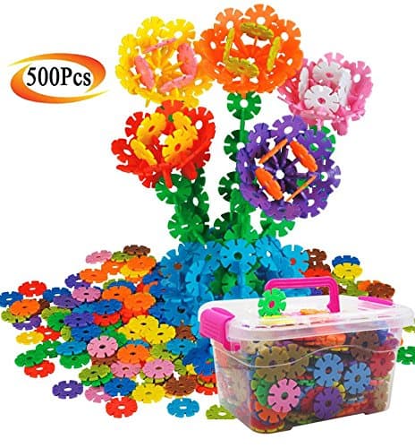 AGARE Brain Flakes 500 Piece Interlocking Builders Blocks Set,Kids Game Educational Plastic Disc Toys - 3D Puzzle With a Storage Box