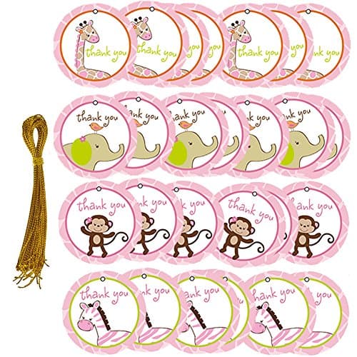 24pcs Thank You Tags, Animals Gift Tags with String Baby Shower Birthday Wedding Party Thank you for Celebrating with us Tags