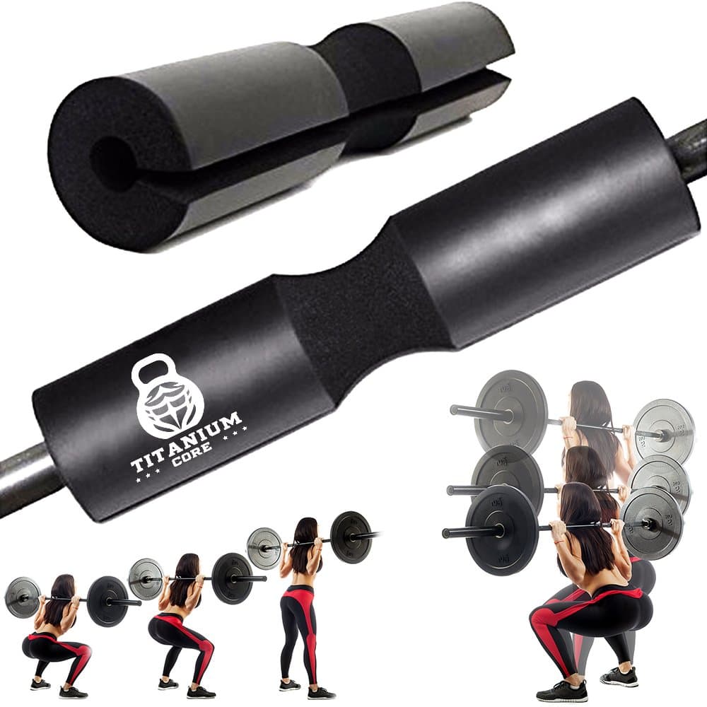 TitaniumCore Barbell Squat Pad - Thick Sponge Foam Cushion to Protect Your Neck and Shoulder No More Pain Lifting & Add More Weight on Bar to Activate Glutes When Doing Hip Thrust/Thruster Workout