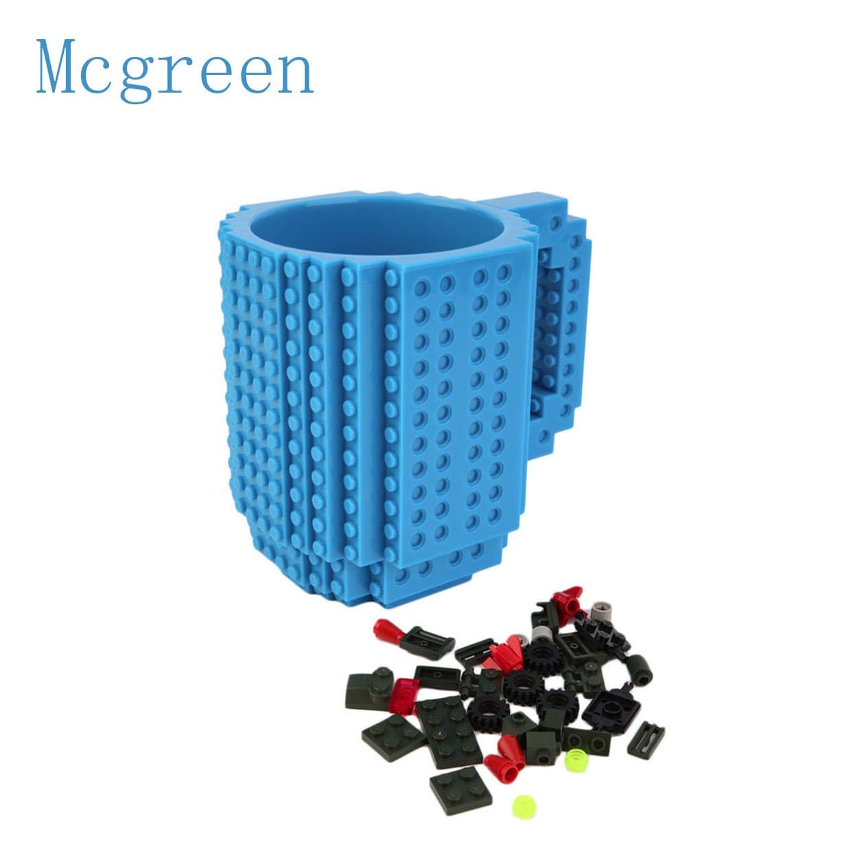 Mcgreen Blue Creative Build-on Brick Mug Building Blocks Coffee Cup Block Puzzle Mug Toy