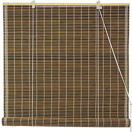 Natural Elegant Burnt Bamboo Construction Roll Up Blinds, (36"W x 72"H)