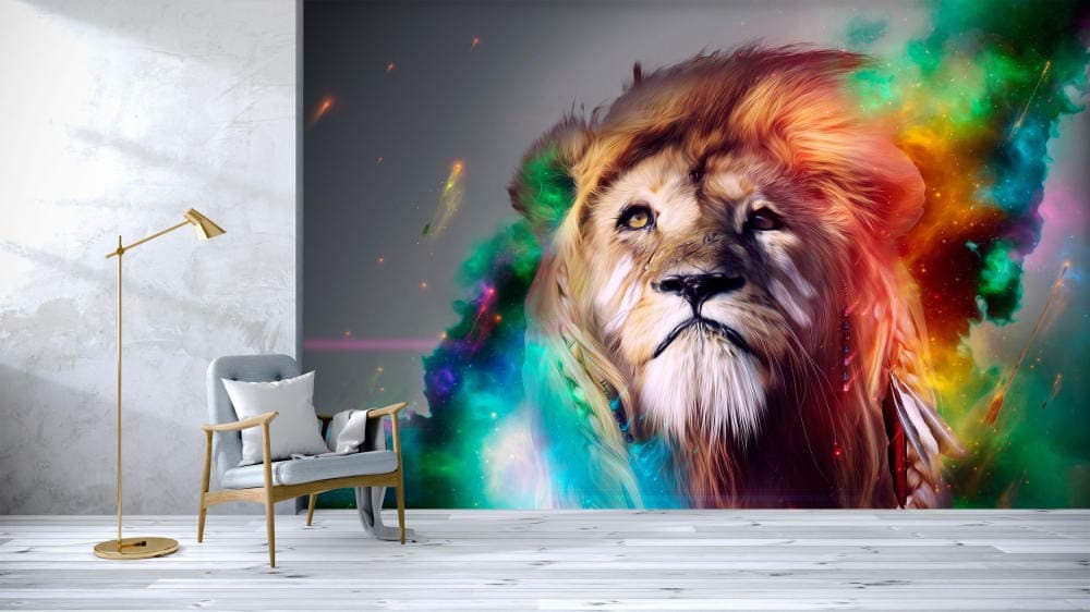 3D Wall Stickers & Murals Self-Adhesive Removable Wall Mural Stick Lion 0078 Paperprint Decal -[Silk Material]Size:128cmX100cm/50.39x39.37inch