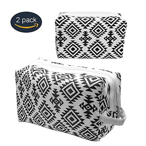 Large Toiletry Organizer Bag Set, Polyester Leather Portable Durable Cosmetic Bags Kit for Travel &amp; Gym, Lightweight Makeup Case with Strong Zipper for Men Women 2 Pack
