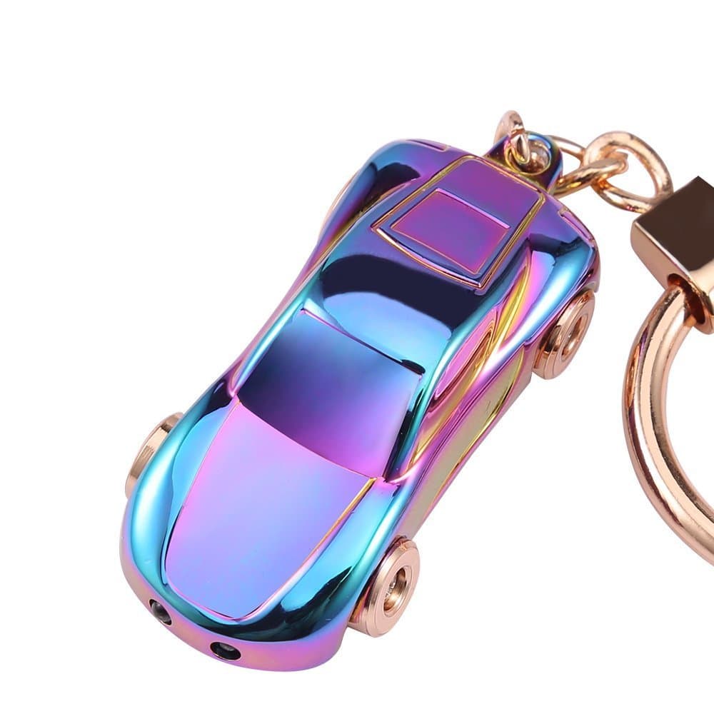 Car Key Chain w/ Flashlights, Car Key Rings with 2 Modes Bright LED Light, mini SUV model (Silver) [Energy Class A+++]