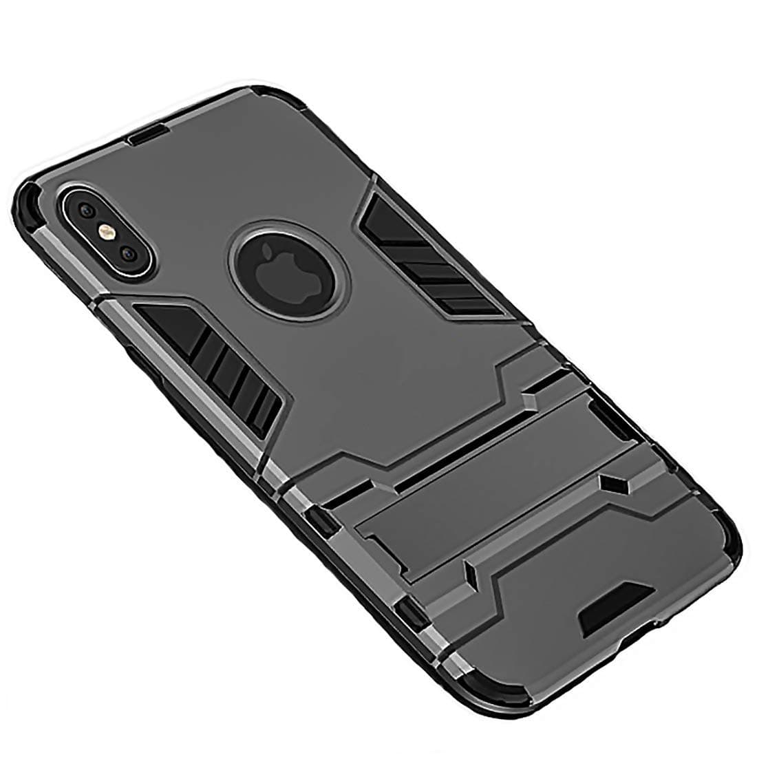 Power Armor Super Bat Hero Man Maximum 360 Full Protection Stand Anti Knock Hybrid Case for iPhone X 7 8 6 6s Plus XS (Grey, iPhone X XS)