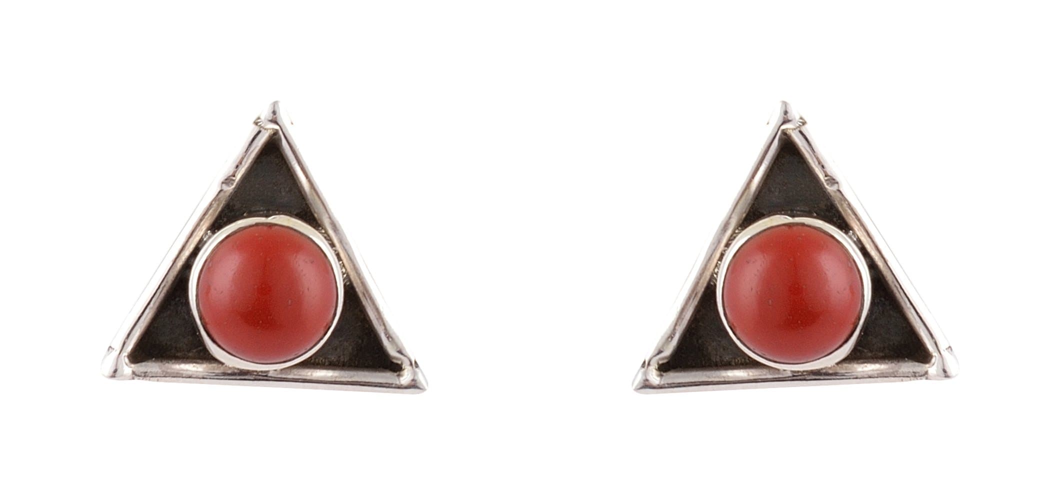 Handicraft 92.5 Sterling Silver Work Wear Coral Stud Silver Earrings for Women (CC925A90)