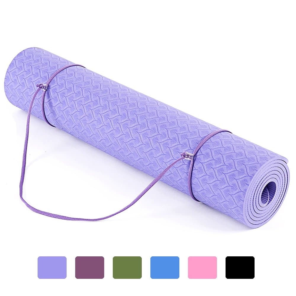 Eco Friendly Yoga Mat- 6mm Non Slip Odorless Durable Exercise Mats TPE Material Fitness Mats 72"x 24"
