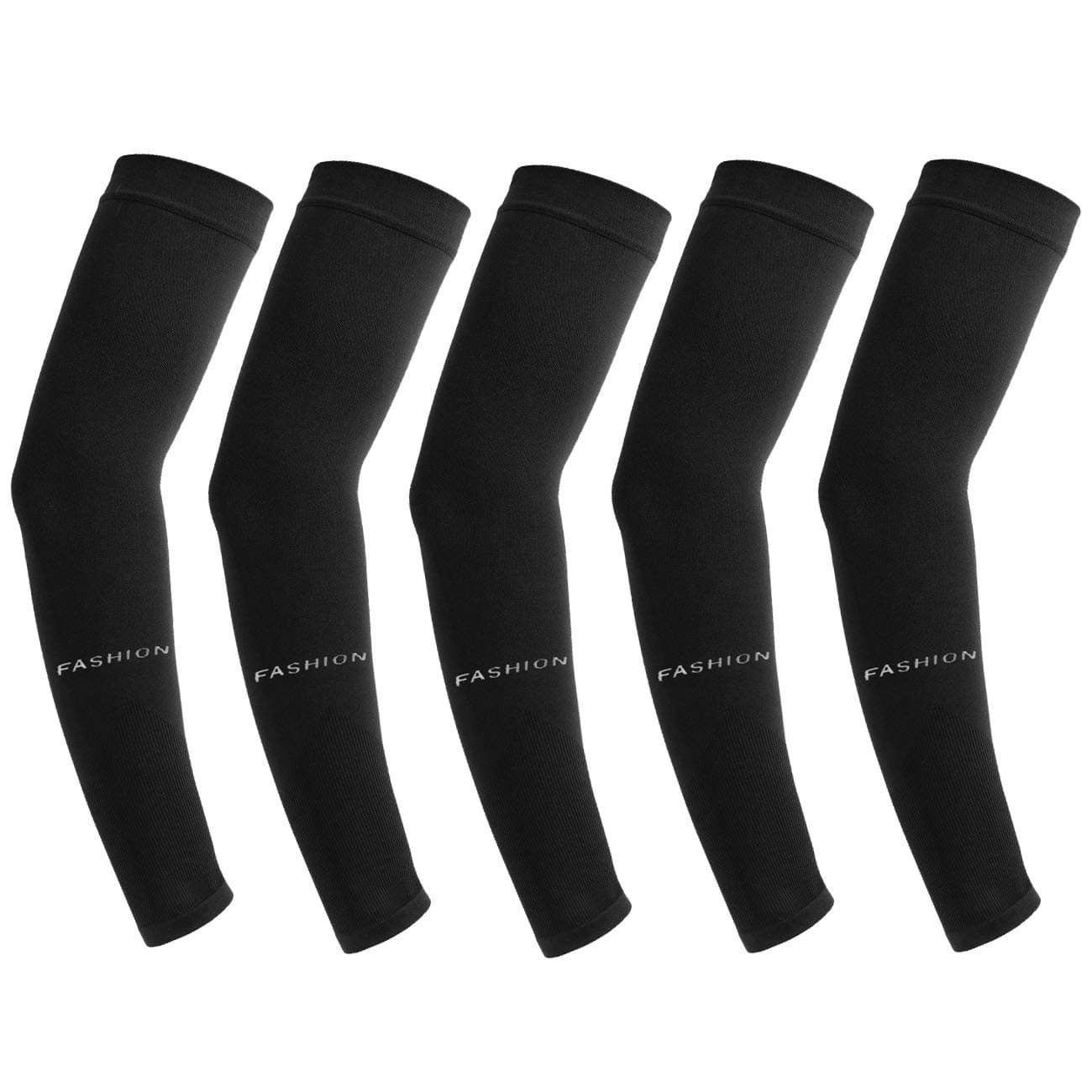 5 Pairs UV Protection Sun Block Compression Cooling Long Arm Sleeves Cover Warmers for Men Women, Cycling Running Driving Golf Outdoor Sports
