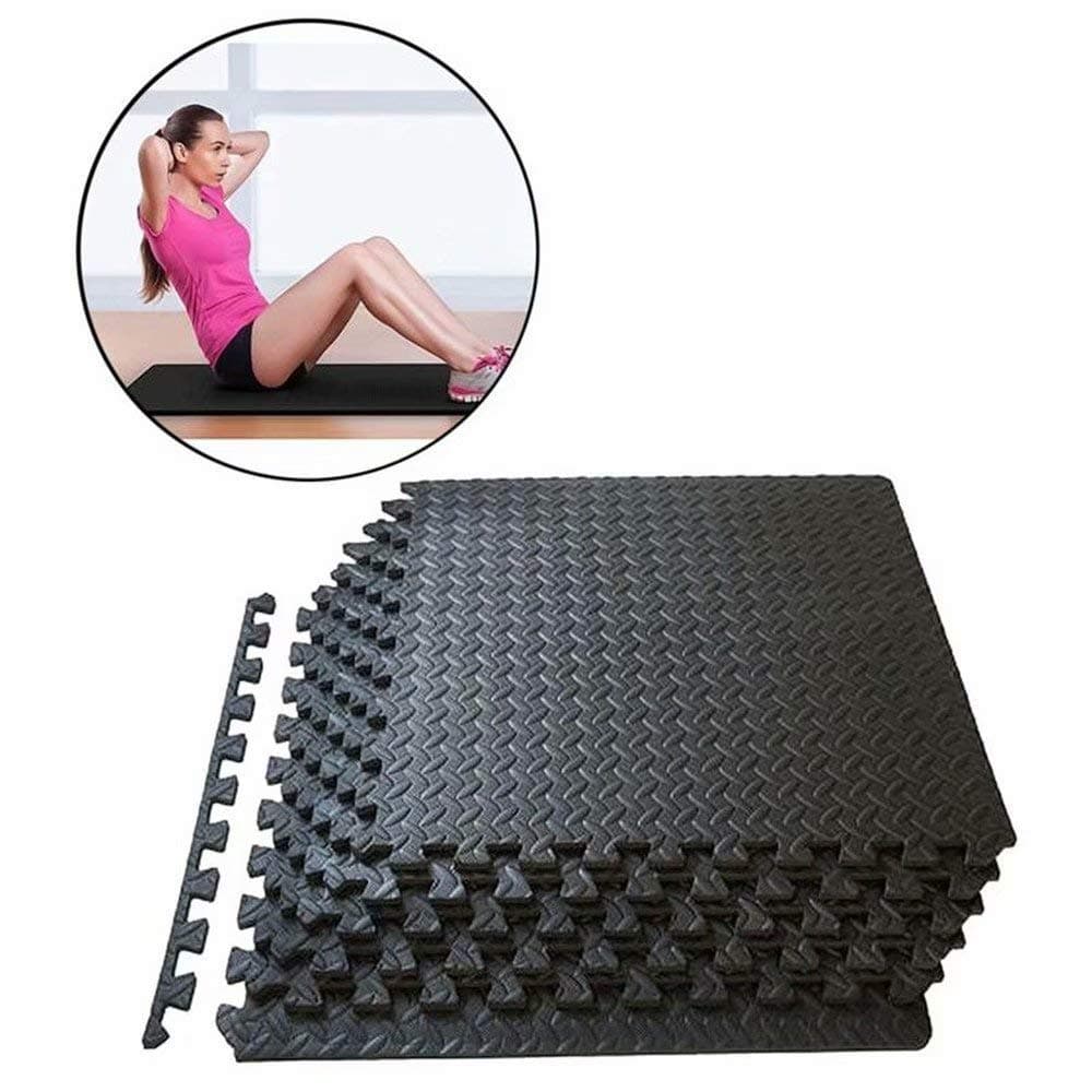 Fatapaese Puzzle Exercise Mat Gym Mat with EVA Foam Interlocking Tiles for Exercise, MMA, Gymnastics and Home Gym Protective Flooring, Black/Gray/Blue