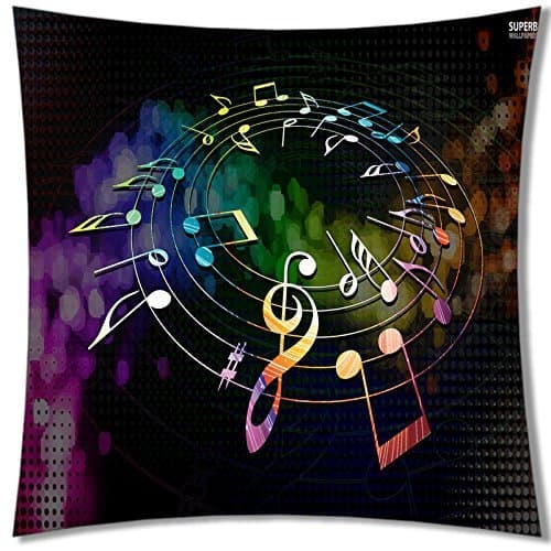 Abaysto Square Throw Pillow Case Cushion Cover Colored Music Notes 18 X 18 Couch Cushion Cover