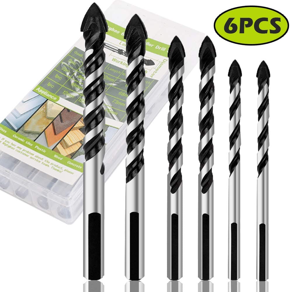 10PC Golden Concrete Drill Bit Set, Mgtgbao Masonry Drill Bits for Tile,Brick, Plastic and Wood,Tungsten Carbide Tip Best for Wall Mirror and Ceramic Tile on Concrete and Brick Wall (5mm-12mm).